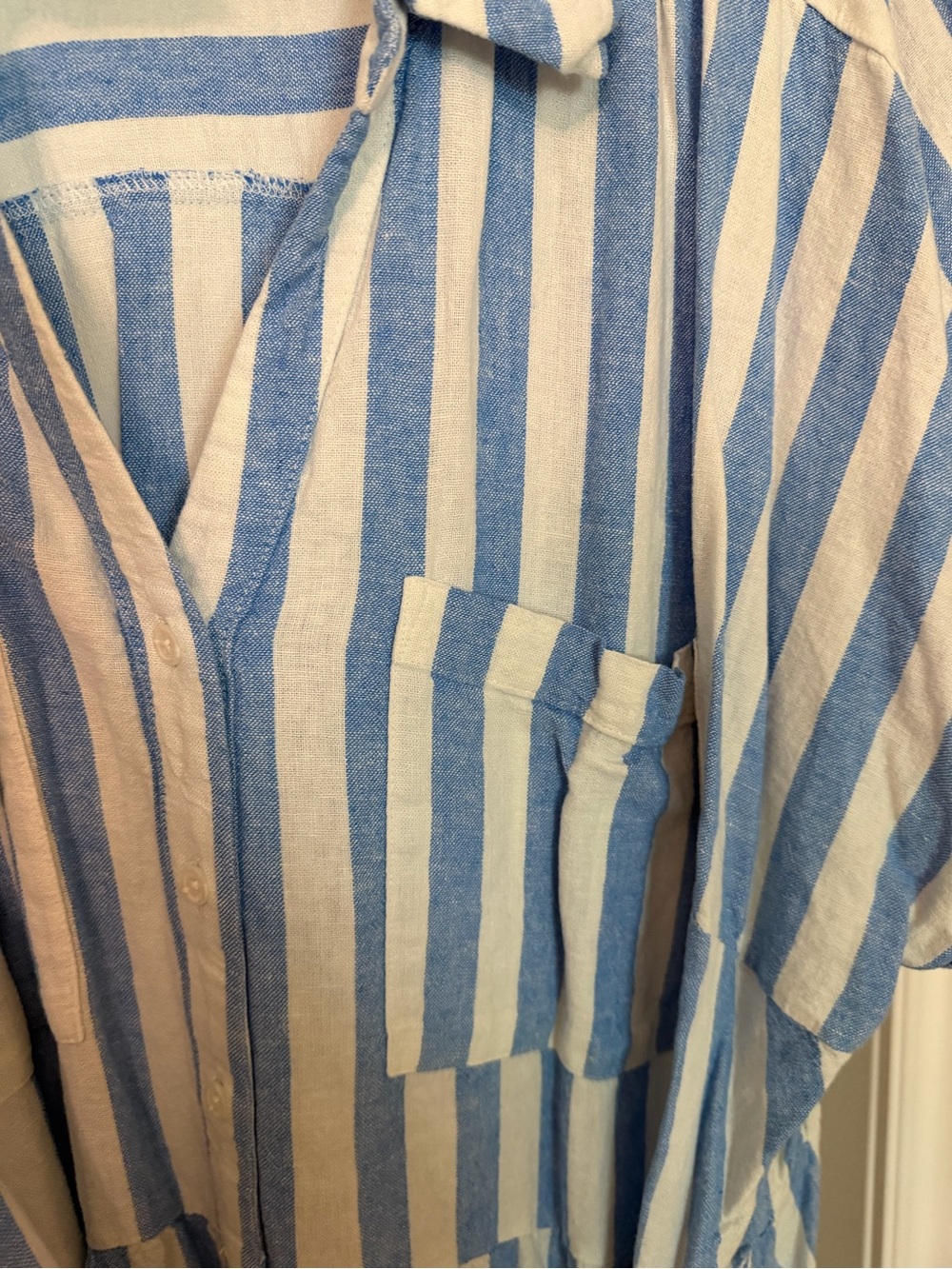 Ava & Viv Blue and White Striped Maxi Shirt Dress - Picture 4 of 4